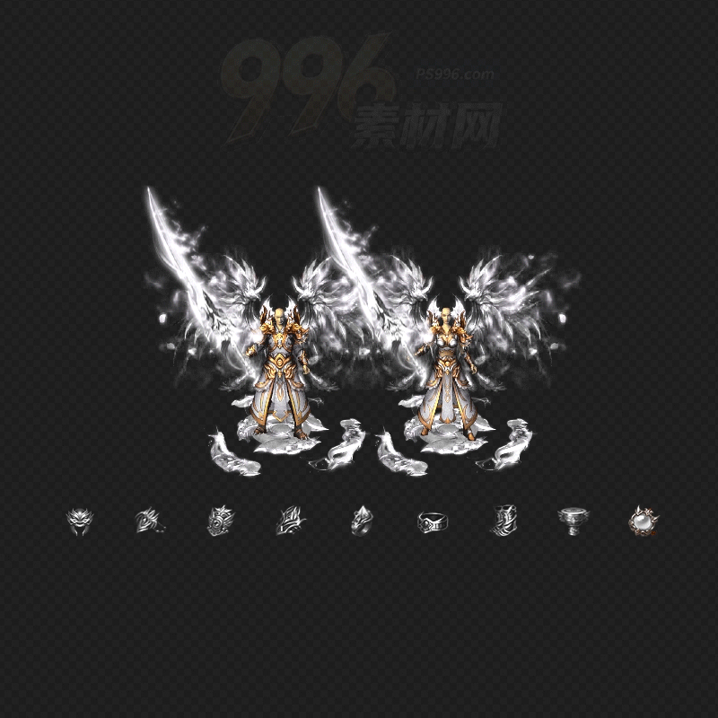 黑白之羽战神之甲男女衣服+武器+首饰素材地面包裹序列齐全传奇素材202511122